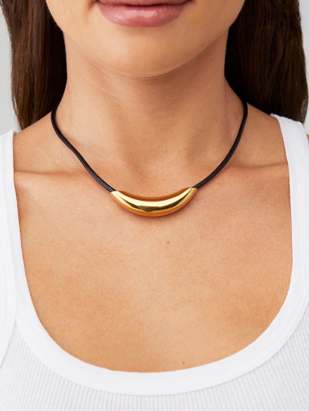 New Revolve Jenna Slider Geometric Necklace ~ Gold Plated Necklace - Picture 1 of 16